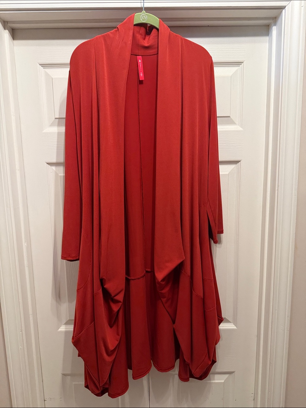 Connie Orange-Red Draped Long Sleeve Dress